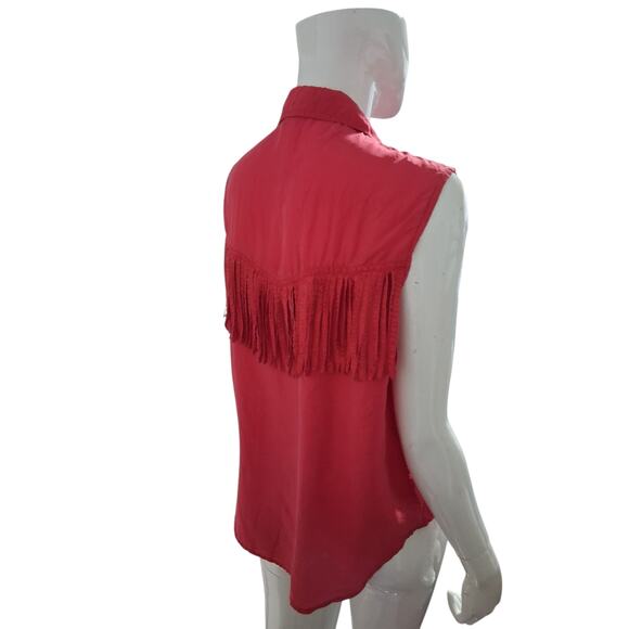 Y2K Vintage Lady Madeira Fringe Women's size M 100% Silk Button Up Western Top - Picture 7 of 9